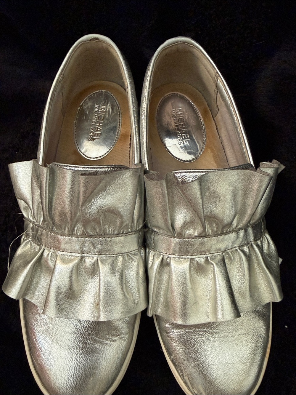 MICHAEL Michael Kors Metallic Silver Bella Ruffle